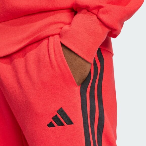 adidas Men's Essential 3-Stripes French Terry Pants Pure Ruby Red Black Size S - Picture 3 of 5